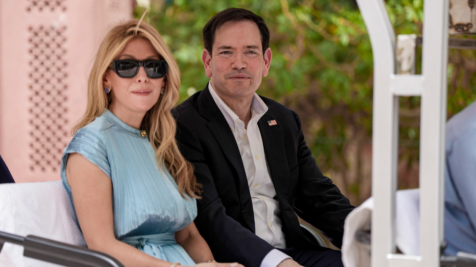 US Secretary of State Marco Rubio and his wife Jeanette leave after visiting the Taj Mahal, in Agra, Monday, May 25