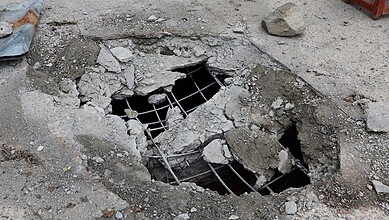 A destroyed building after attack on Afghanistan