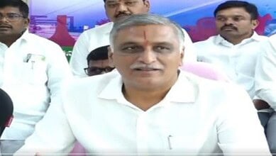 BRS MLA Harish Rao addresses a press conference