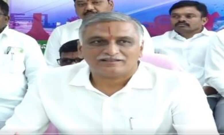 BRS MLA Harish Rao addresses a press conference