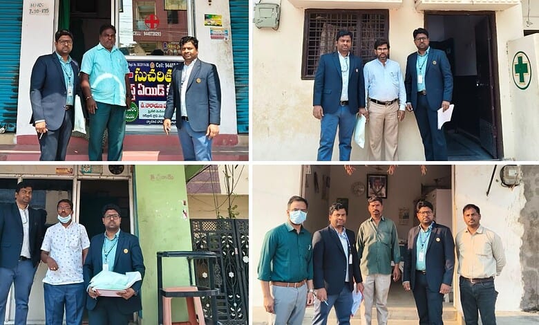 Police officials conducting surprise inspections at medical clinics in Nizamabad.