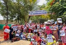 BRS women leaders protest in Hyderabad