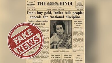 Fake news alert: The Hindu newspaper with altered image, featuring a woman and a headline about gold and.