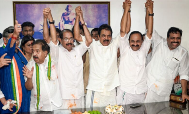 Congress leaders after winning the Kerala Assembly elections