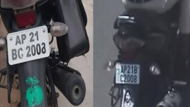 Motorcycles with license plates from Andhra Pradesh and Telangana parked outdoors, showcasing regional ve.