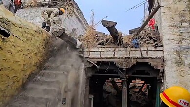 A house collapses due to rain in Karnataka