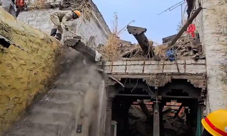 A house collapses due to rain in Karnataka