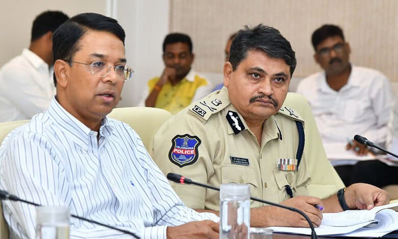 Senior officials attending a formal meeting, discussing security and administrative matters in a professi.