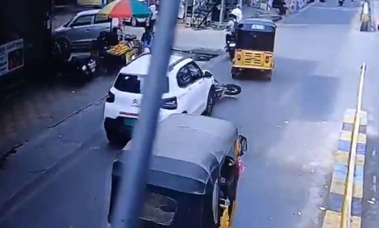 A car rams into a bike in Kukatpally