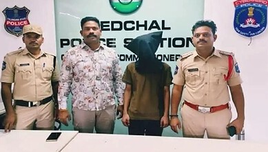 Medchal police with the accused Jayid Khan