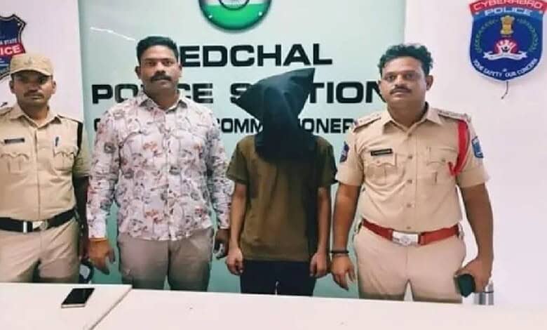 Medchal police with the accused Jayid Khan