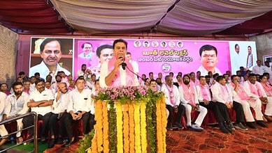 KTR addresses a meeting