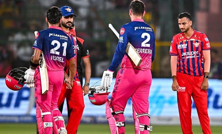 Cricket players from Mumbai Indians and Delhi Capitals during a match in the Indian Premier League.