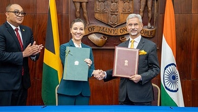 Official signing of trade and mobility agreement between India and Jamaica.