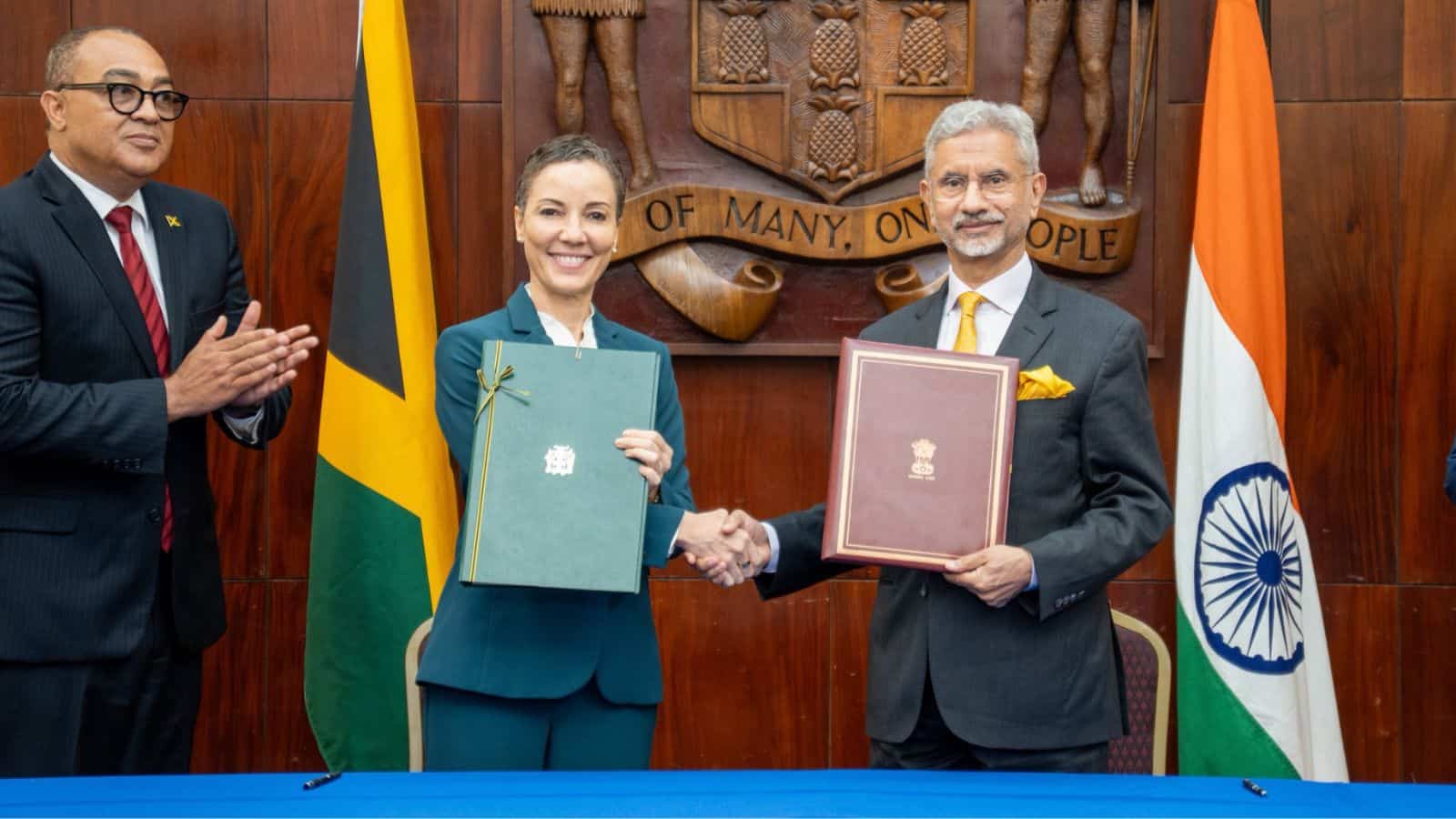 Official signing of trade and mobility agreement between India and Jamaica.