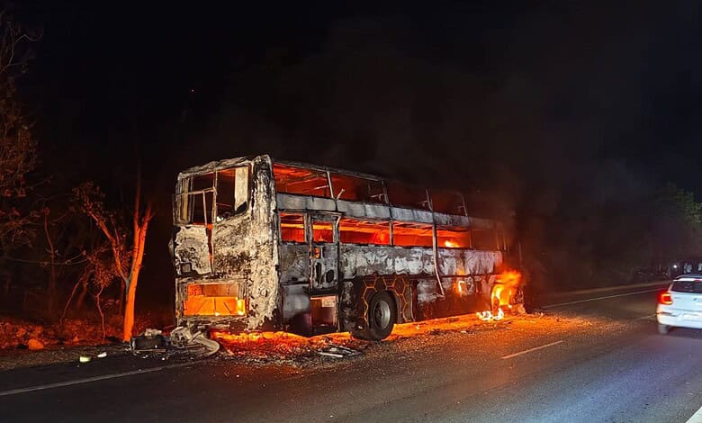 Driver's quick action saves 36 as Hyderabad-Kakinada bus catches fire