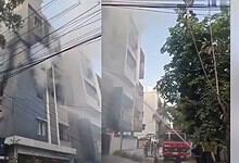 Geyser explosion causes fire in apartment building in Gajularamaram, no casualties reported.
