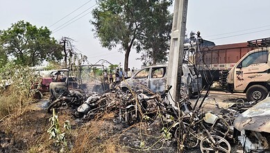 Fire at field near police station in Nalgonda, over 30 seized vehicles gutted
