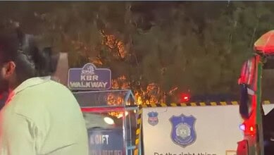 Hyderabad: Fire at KBR park walkway at Jubilee Hills
