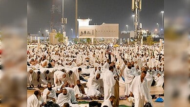 Haj pilgrims spend the night in Muzdalifah after arriving from Arafat during Haj 2026.