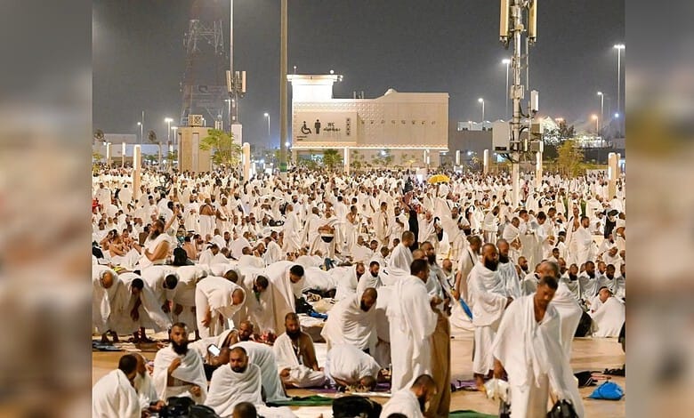 Haj pilgrims spend the night in Muzdalifah after arriving from Arafat during Haj 2026.