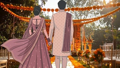 Dalit bride and groom at wedding, attacked with stones, bride forced off horse in Rajasthan.