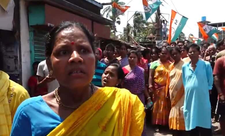 Crowd of voters and election officials during repoll at Falta constituency, West Bengal.