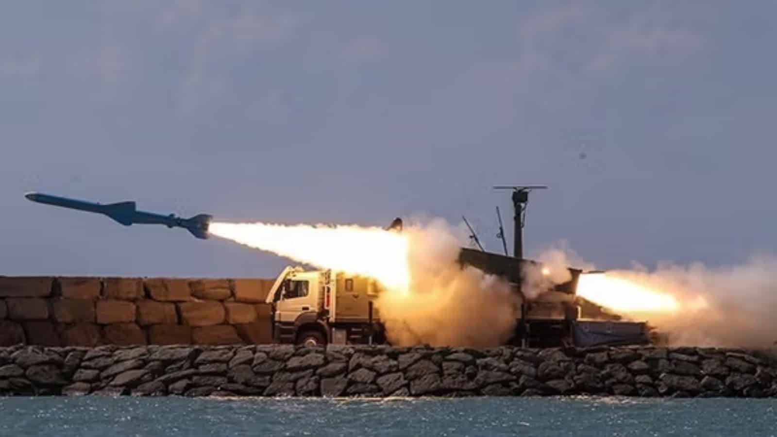 Iranian cruise missile launched from coastal defence system
