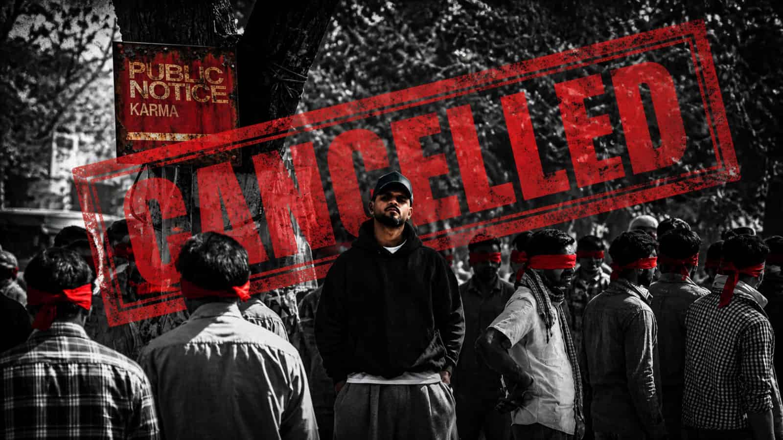 Karma, a rapper from Dehradun, surrounded by protesters with a