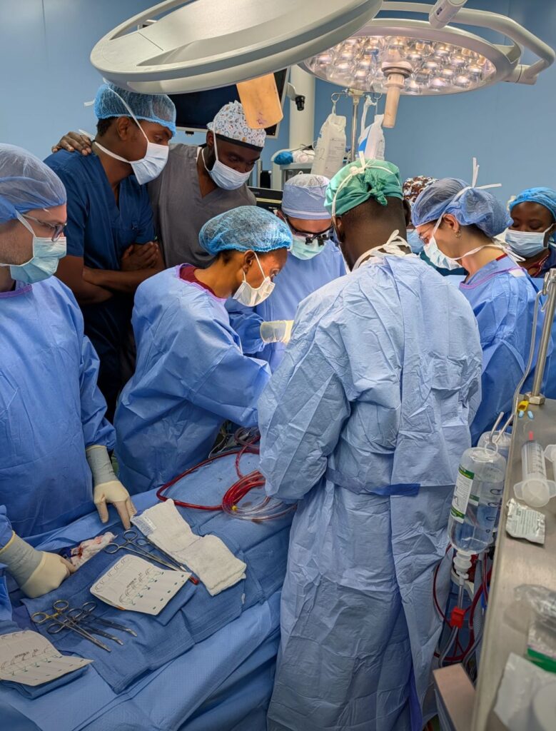 Medical team performs open-heart surgery during a humanitarian cardiac mission in Nairobi, Kenya.
