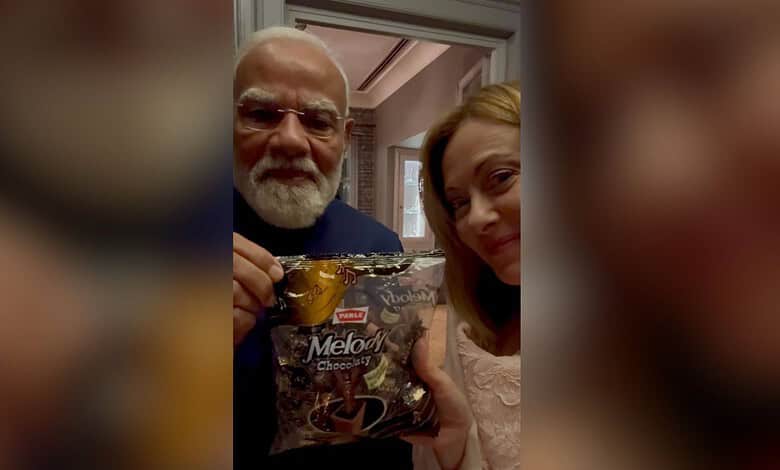 Indian Prime Minister Narendra Modi with Italian Prime Minister Giorgia Meloni