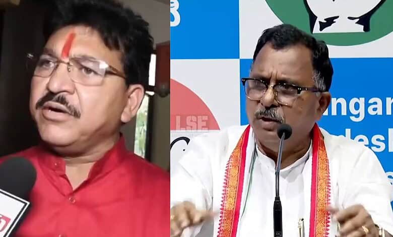 BJP MLA from Amrur, Paidi Rakesh Reddy (left) and Congress MP for Nagarkurnool, Mallu Ravi (right)