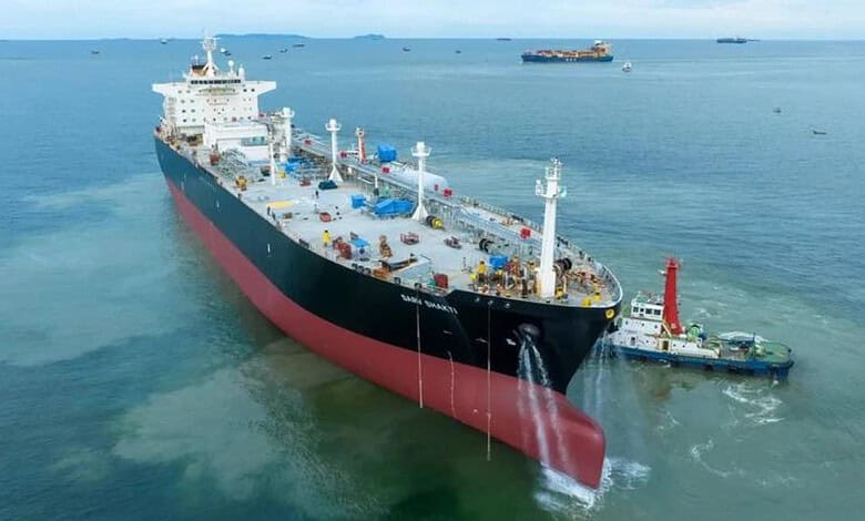 Indian-linked LPG tanker Sarv Shakti navigating through the Strait of Hormuz amid geopolitical tensions.