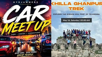 Car meet up event showcasing luxury cars and car enthusiasts in Hyderabad.