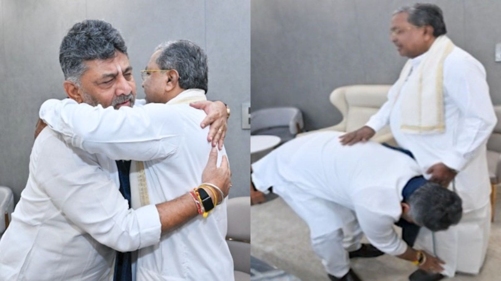 Siddaramaiah, DK Shivakumar share emotional moments at farewell breakfast meeting