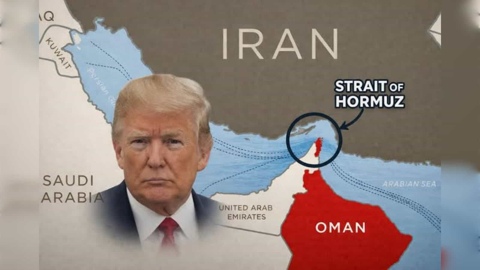 Map showing Iran, Oman, and the Strait of Hormuz with key locations highlighted.