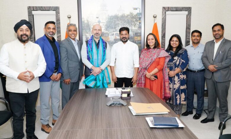 Chief Executive Officer of Uber Technologies, Inc., Dara Khosrowshahi meets Telangana Chief Minister Revanth Reddy at his residence in Jubilee Hills