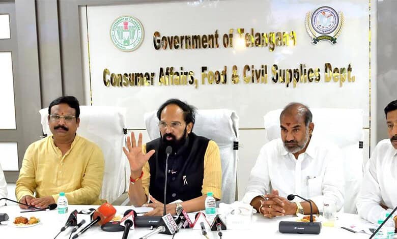 Government of Telangana Consumer Affairs, Food & Civil Supplies Department officials during a press confe.