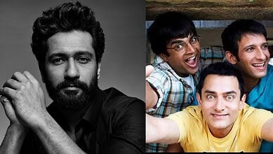 Vicky Kaushal with friends, smiling and enjoying a fun moment together.
