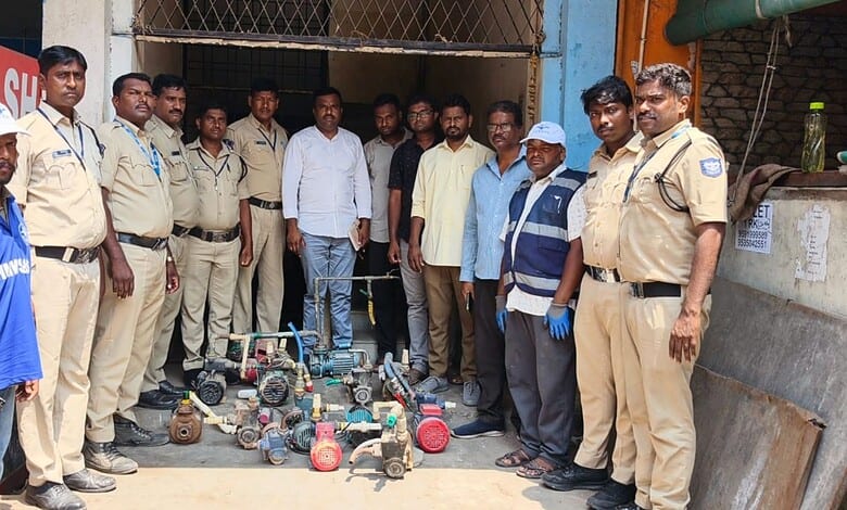 Water motors seized by law enforcement officials during crackdown.