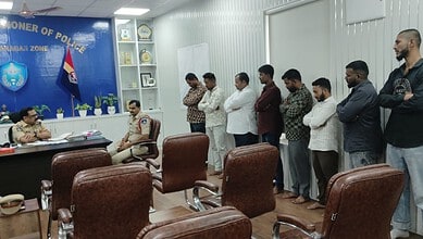 The image shows Attapur police binding-over 13 rowdy-sheeters before Rajendranagar DCP on Thursday, June 4, 2026.