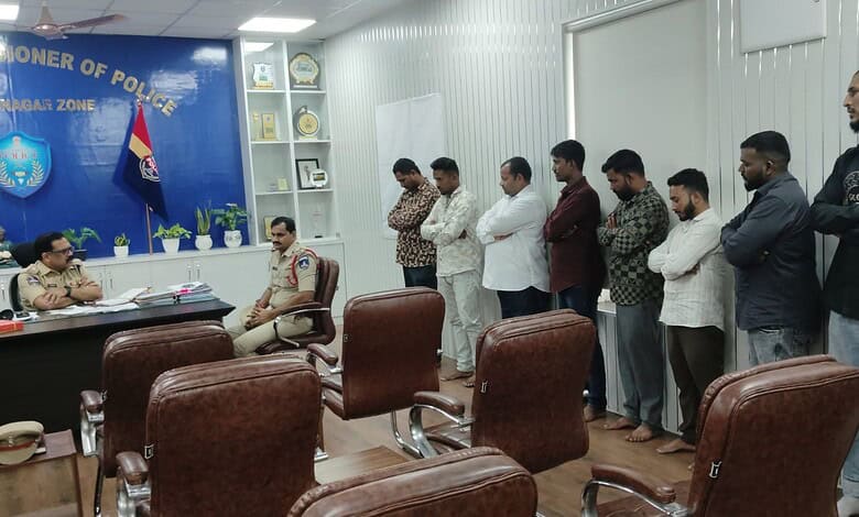 The image shows Attapur police binding-over 13 rowdy-sheeters before Rajendranagar DCP on Thursday, June 4, 2026.