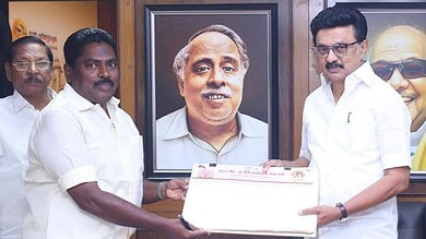 P Benjamin with MK Stalin