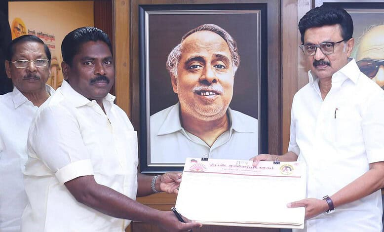 P Benjamin with MK Stalin