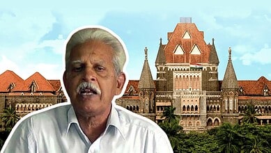 Historic government building with Gothic architecture in the background, featuring a senior man speaking.