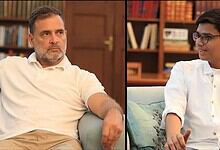 Rahul Gandhi (left) with CBSE whistleblower Sarthak Sidhant