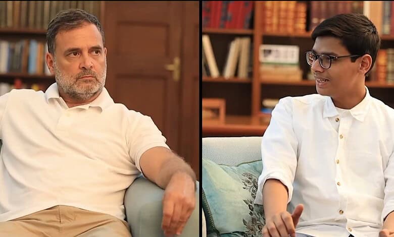 Rahul Gandhi (left) with CBSE whistleblower Sarthak Sidhant