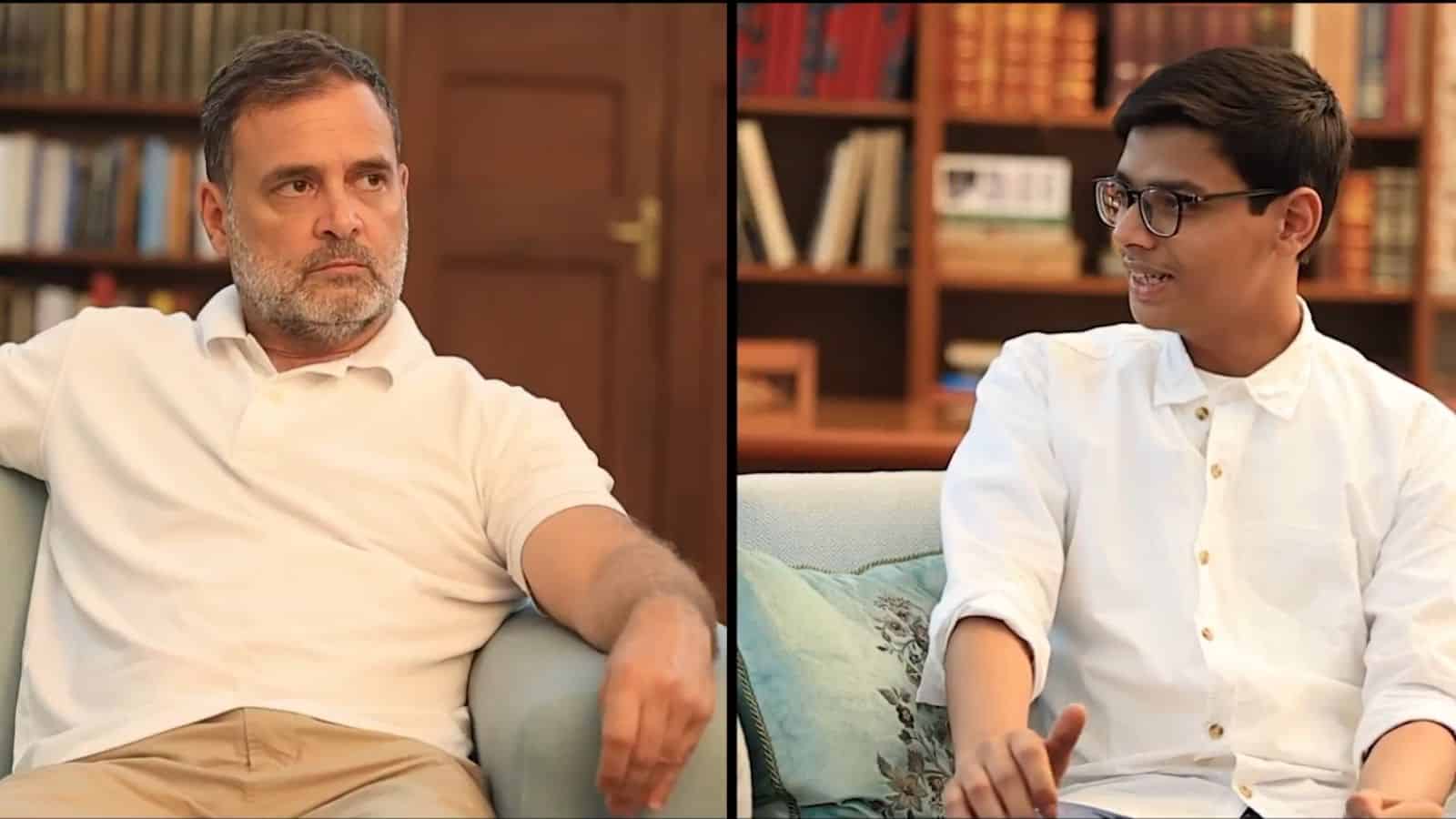 Rahul Gandhi (left) with CBSE whistleblower Sarthak Sidhant