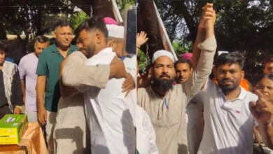 CJP founder Dipke thanks local volunteer for providing refreshments during protests