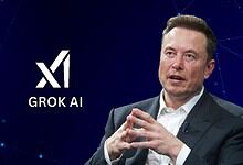 Elon Musk speaking at a conference about AI and technology advancements.